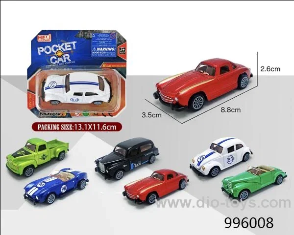 1:55 pull back alloy car/6 asstd