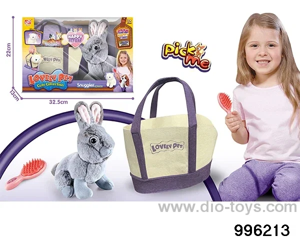 Plush rabbit pure grey Dutch rabbit+BB whistle+storage bag in window box