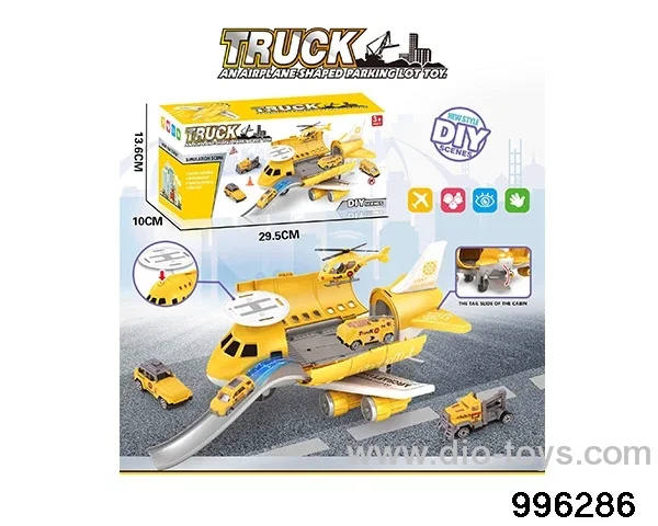 Engineering series retractable rail aircraft+(3 AB vehicles) (1AB small aircraft) (6 roadblocks) in color box