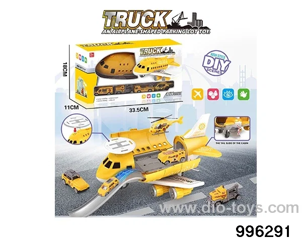 Engineering series retractable rail aircraft+(3 AB vehicles) (1AB small aircraft) (6 roadblocks) in window box