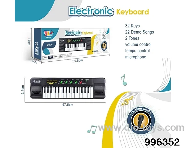 32-button multi-function electronic organ with microphone, USB interface cable in color box