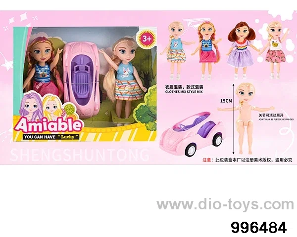 6-inch full-body live joint Aisha sisters+plastic car in window box