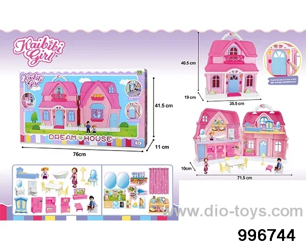 Cabbie girls' portable house big suit with light music in color box