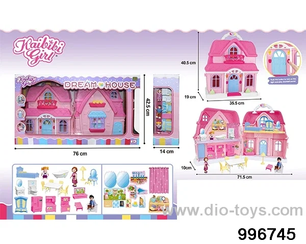 Cabbie girls' portable house big suit with light music in window box