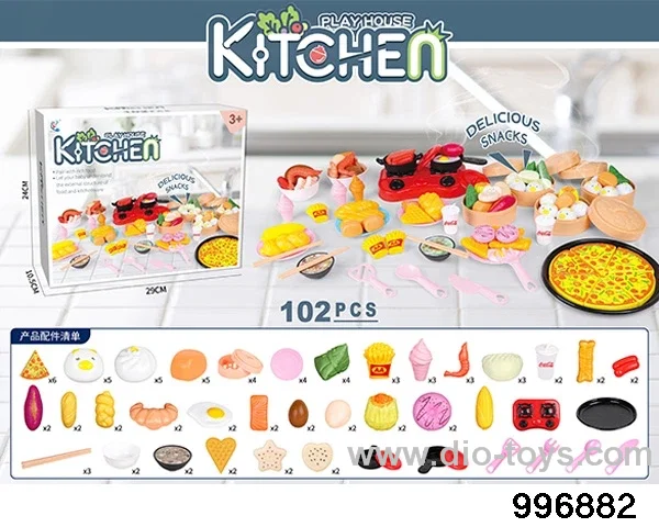 Chinese and Western food with kitchen utensils in color box