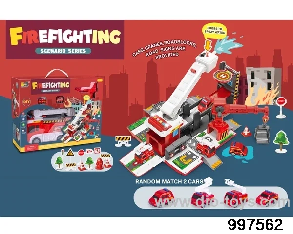 2 in 1 multifunctional deformational storage fire fighting truck parking lot with sound and light