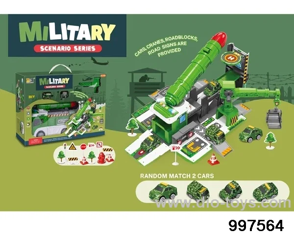 2 in 1 multifunctional deformational storage military truck parking lot with sound and light
