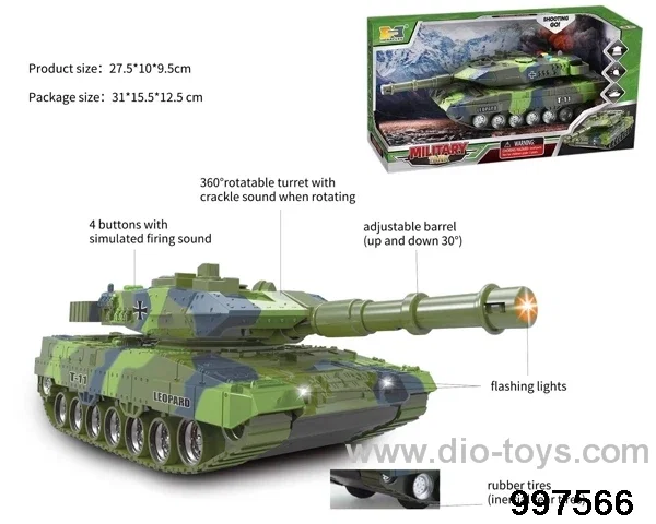 Inertial tank with firing sound and fliashing light - army green