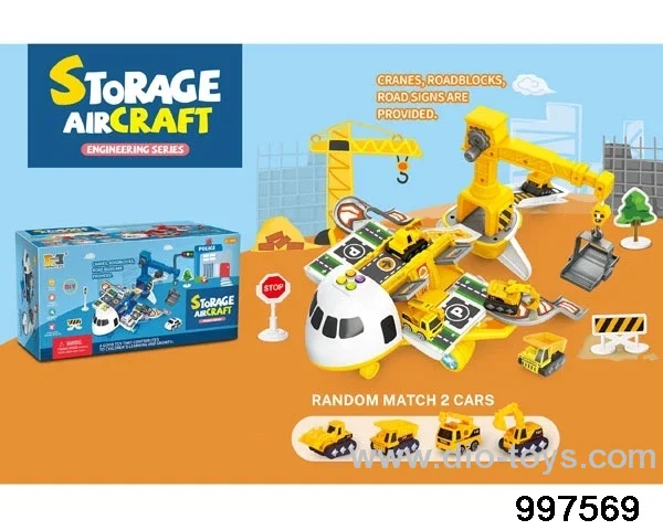 mini 2-in-1 multifunctional deformational storage inertial airplane parking lot with sound and light