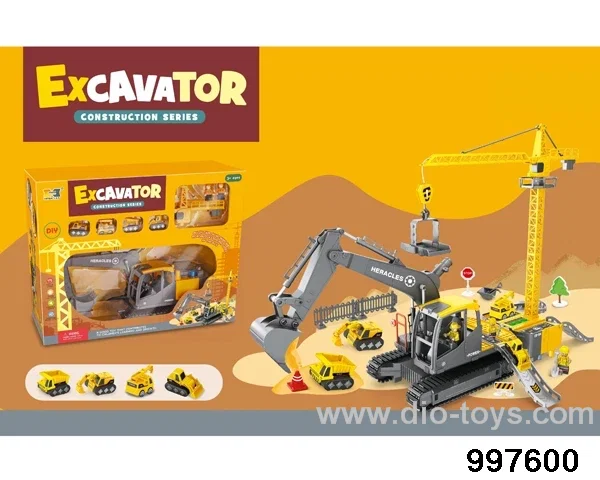 2 in 1 multifunctional deformational excavator crane parking lot with sound lights