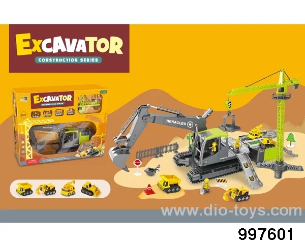 2 in 1 multifunctional deformational excavator crane parking lot with sound lights