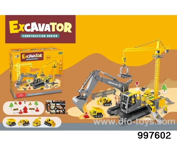2 in 1 multifunctional deformational excavator crane parking lot with sound lights