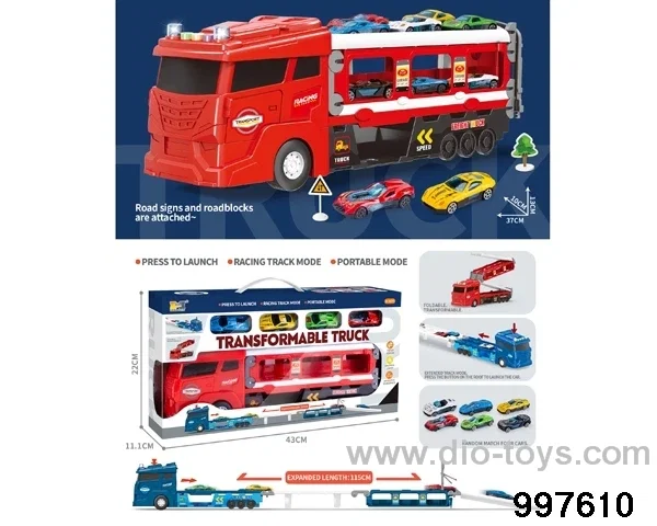 Euro-style shortheaded red inertial truck with catapult track with sound and light