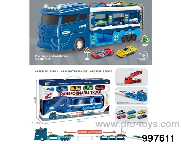 Euro-style shortheaded blue inertial truck with catapult track with sound and light
