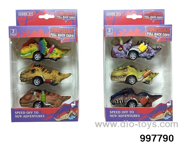 Dinosaur Pull Back sports car 3 pieces/2 boxes in window box