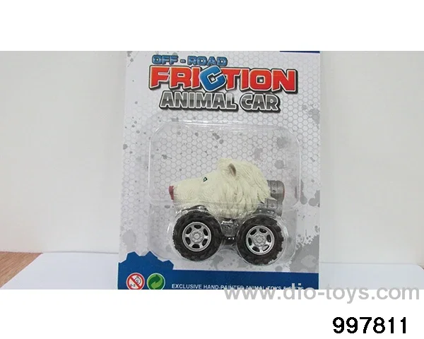 Inertia/return animal cart - white lion in Blister card