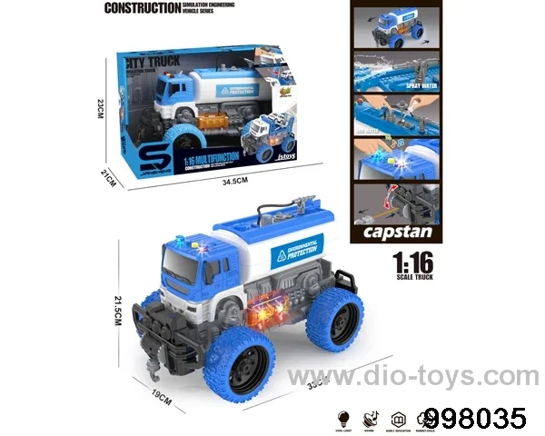 1:16 friction truck with light/music/spray water