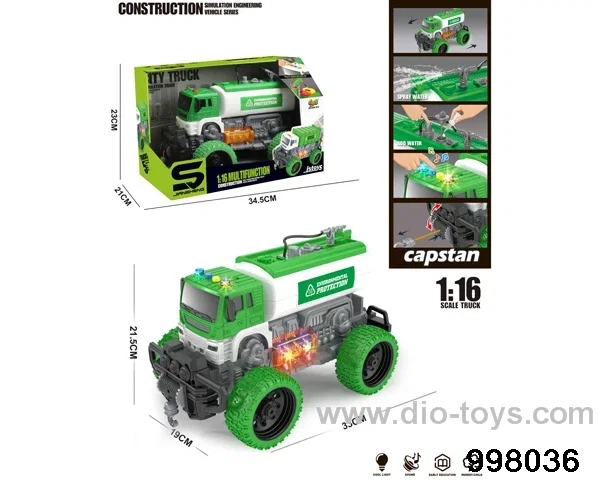1:16 friction truck with light/music/spray water