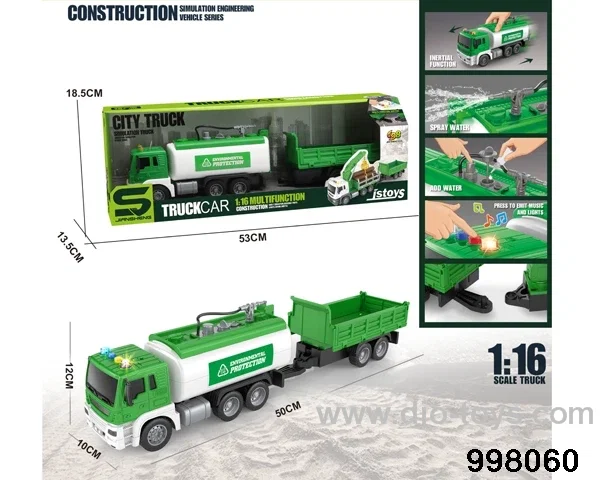 1:16 friction truck with light/music/spray water