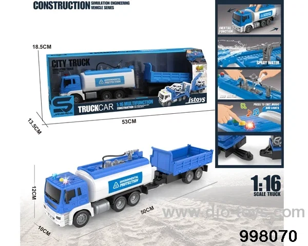 1:16 friction truck with light/music/spray water