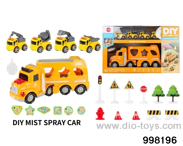 Spray container truck with friction car
