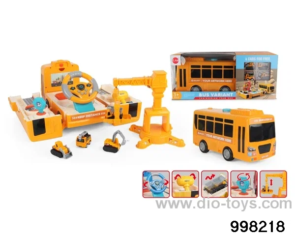 Sound and light story car with 4pcs pull back alloy car