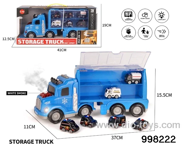 Spray storage container truck with 6pcs pull back alloy car