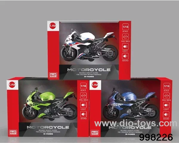 pull back alloy motorcycle with light/sound