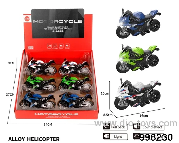 pull back alloy motorcycle with light/sound