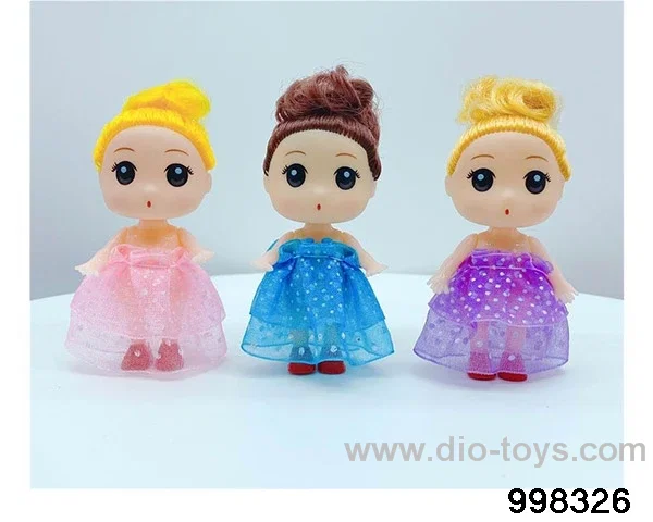 Two inch and a half full body confused doll single outfit in opp bag