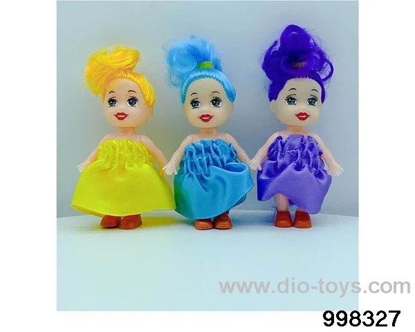 Two inch and a half full body confused doll single outfit in opp bag