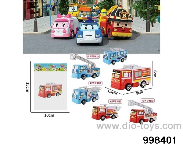 Huili cartoon fire police car, 2-color mixed package in opp bag