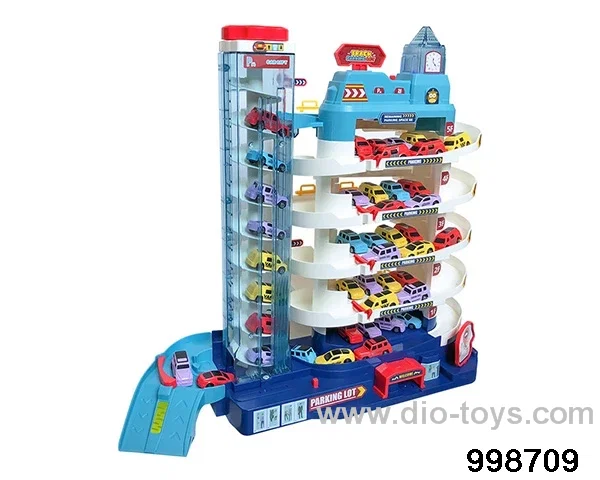 city parking lot with 8pcs car