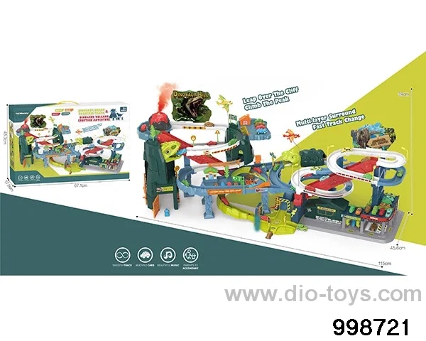 dinosaur city orbit & dinosaur volcano eruption adventure with 16pcs car