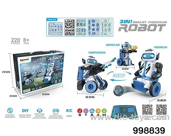 3-in-1 rc intelligent programming robot in color box