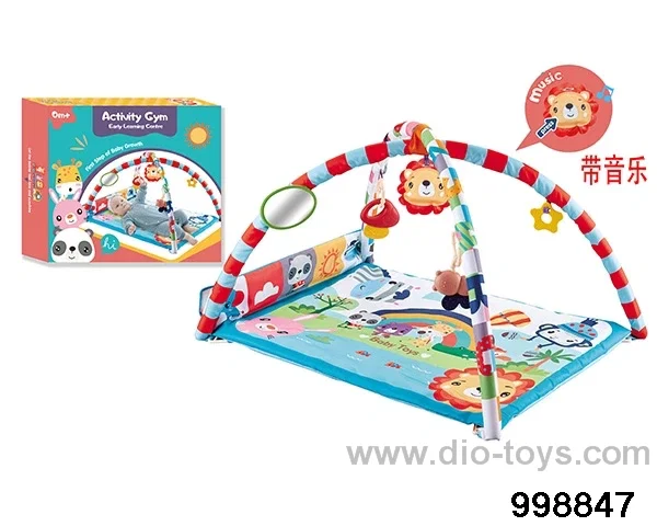 Infant early education puzzle game pad fitness blanket fitness rack with music in color box