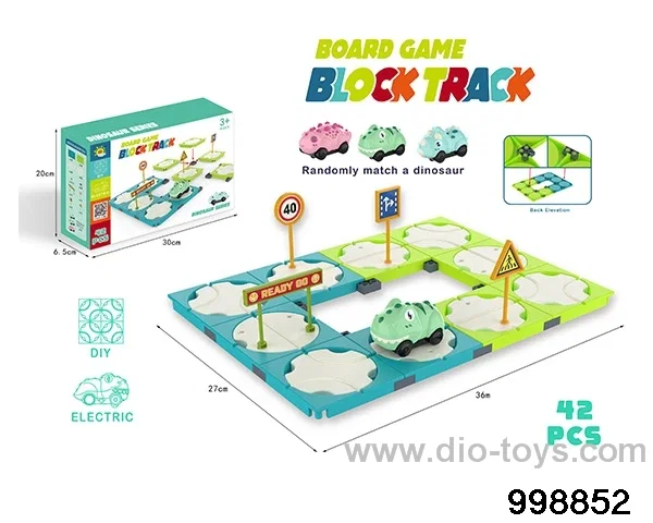 Building block electric track (dinosaur car, 42PCS) in color box
