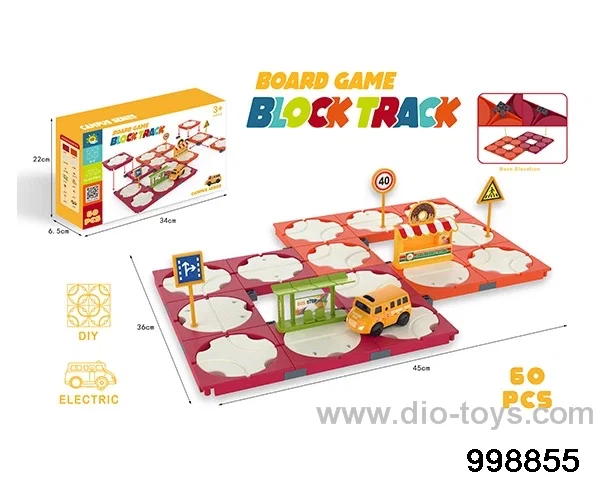 Building block electric track (school bus, 60PCS) in color box