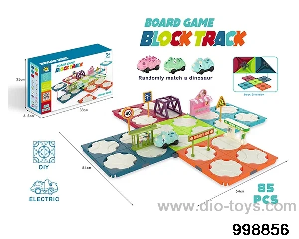 Building block electric track (dinosaur car, 85PCS) in color box