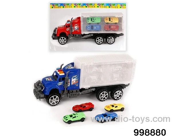 Inertia trailer with 4 racing cars in opp bag