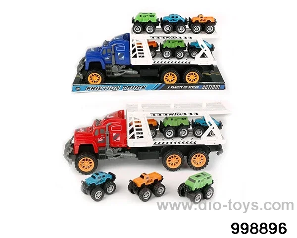 Inertia tractor towing 6 large wheeled vehicles (double deck) in PVC cover
