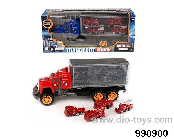 Inertia trailer carriage towing 4 fire fighting (plastic) in window box