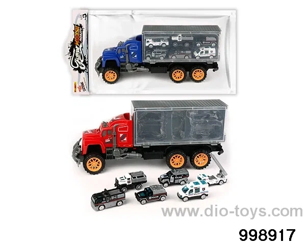 Inertia trailer carriage towing 6 police cars (alloy) in PVC bag