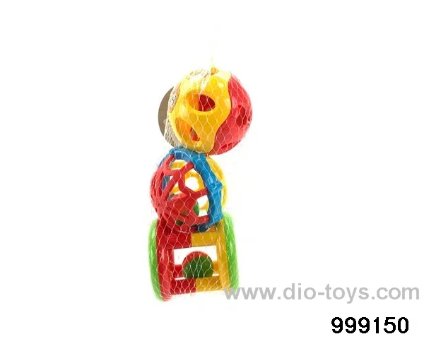 AB Rattle + Double sided soft rubber ball + Double color ball (mesh bag)