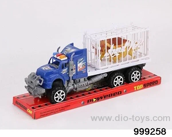 Inertia carriage towing two dinosaurs in PVC cover